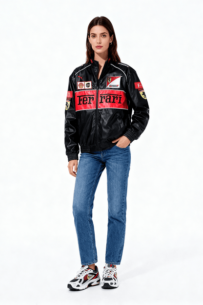 Ferrari F1 Vintage Leather Jacket - Red Edition